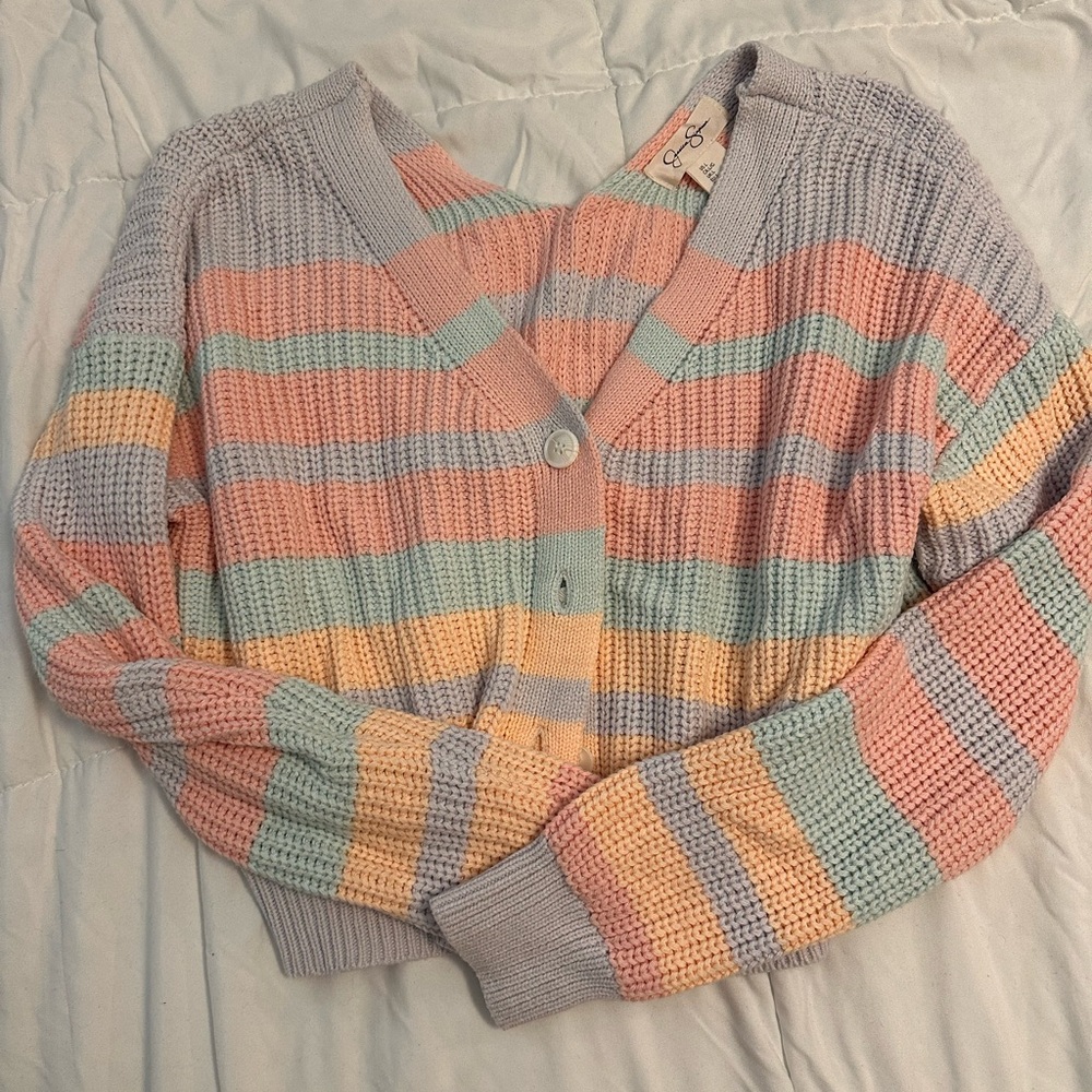 Cropped knit sweater multicolored